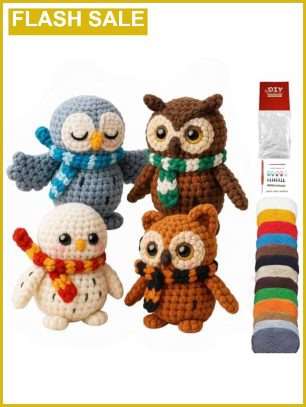 4Pc Crochet Kit for Beginners DIY Animal Craft Gift with Yarn Hooks Video